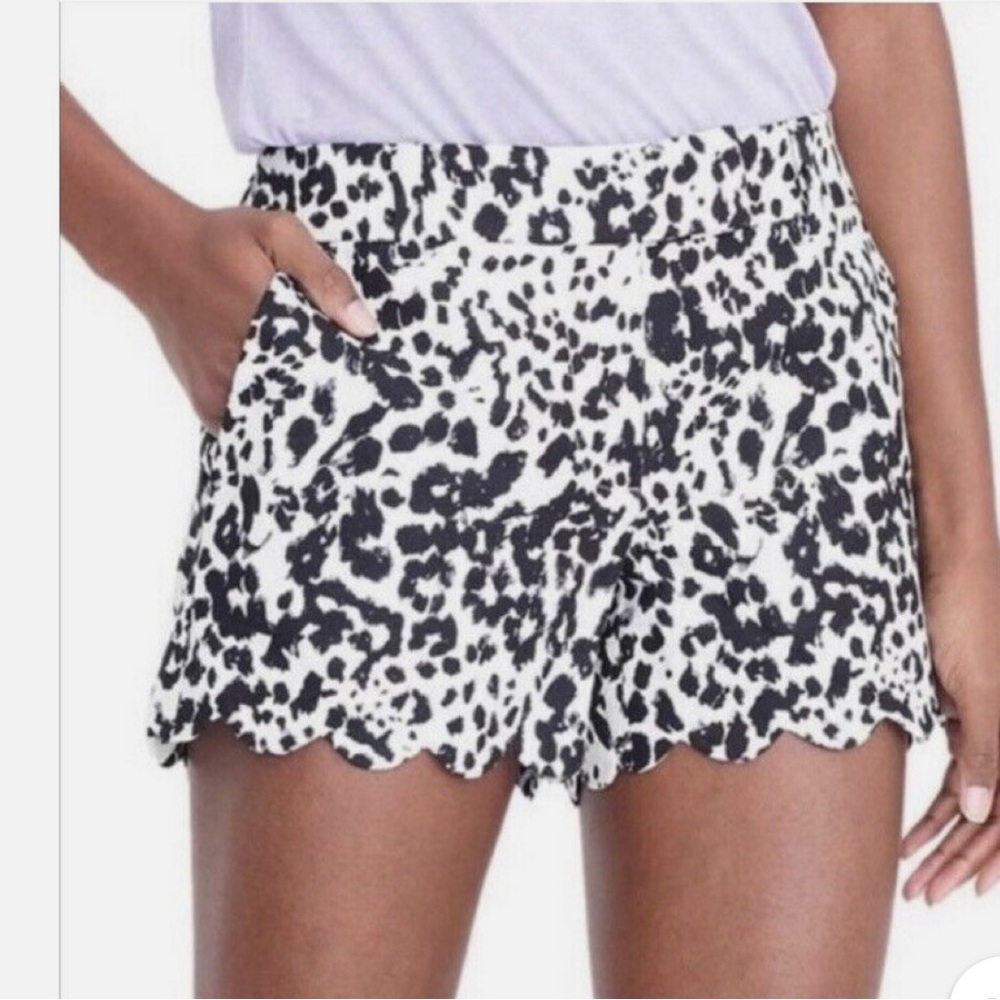 J. Crew Black & White Scalloped Animal Print Shorts
